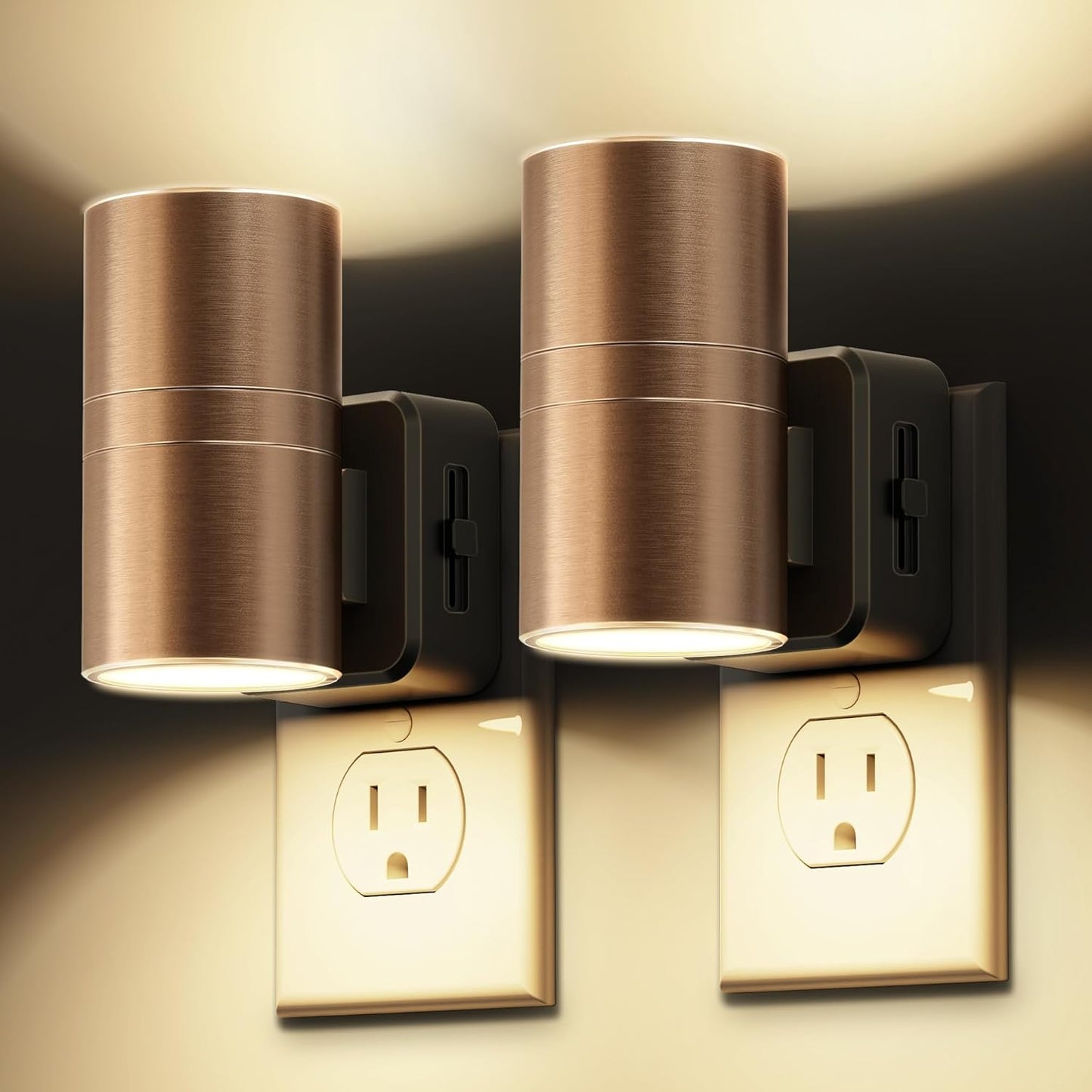 L LOHAS LED Night Lights Plug into wall, Amber Night Light with Adjustable Brightness, Plug in NightLight with Auto Light Sensor, Wall Sconce-Style Design Night Light for Bathroom,Hallway, 2 Pack