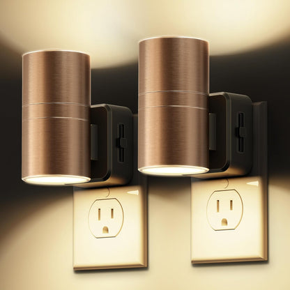 L LOHAS LED Night Lights Plug into wall, Amber Night Light with Adjustable Brightness, Plug in NightLight with Auto Light Sensor, Wall Sconce-Style Design Night Light for Bathroom,Hallway, 2 Pack
