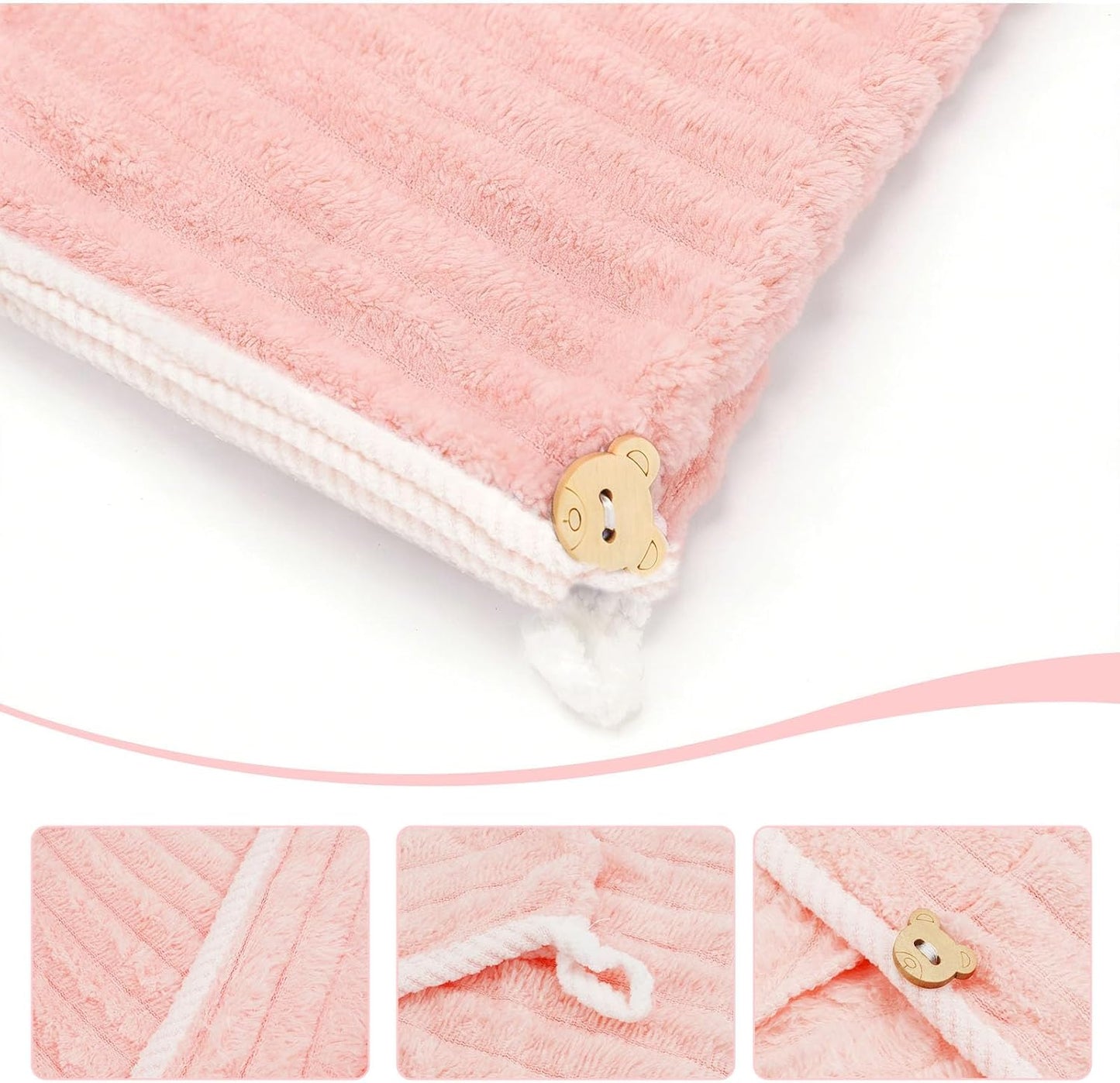 Microfiber Hair Towel Wrap for Women, Soft Lightweight Quick Dry Turban, Drying Hair Towels for Women, Hair Drying Towel for Curly & Long Hair - Yellowish-white (Note: This model is ultra-slim.)