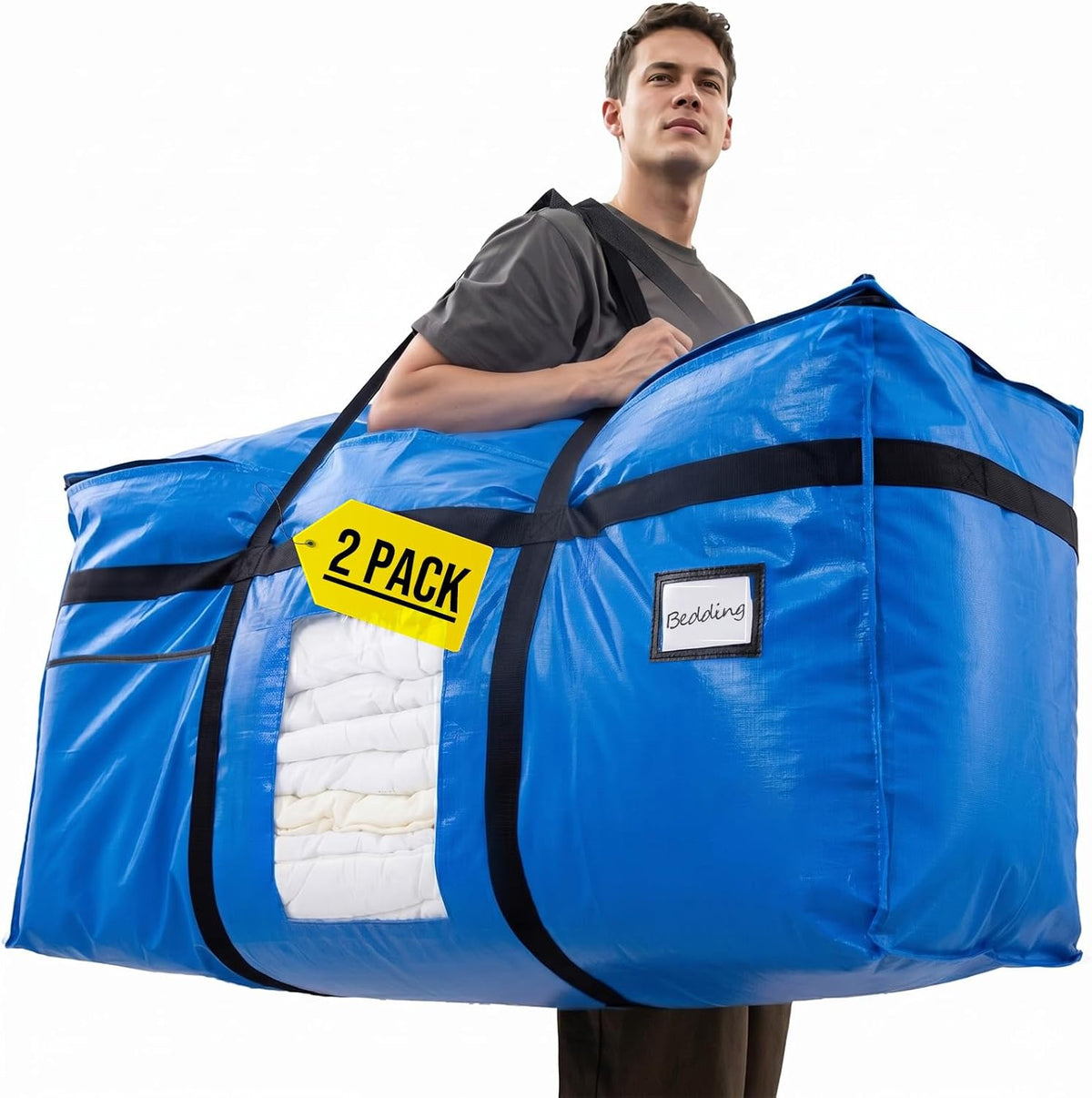 TAILI 69 Gallon Extra Large Storage Bags with Visible Window,Blue