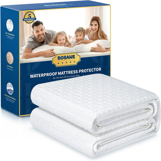 Premium 100% Waterproof King Mattress Protector Breathable Cooling 3D Air Fabric Cover Smooth Soft Hypoallergenic Noiseless Bed Cover Machine Washable Vinyl Free, 8-21'' Deep Pocket