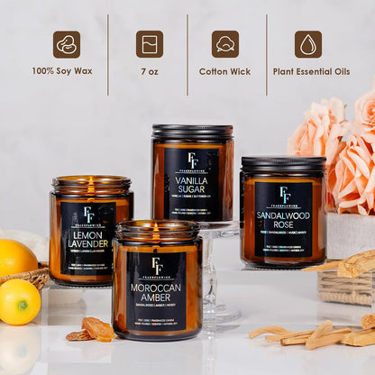 Scented Candles for Home Scented Aromatherapy Candles, 4 Pack 28 Oz Soy Wax Candle Gift Set Valentine's Day Gift for Women Men (Lavender/Vanilla//Sandalwood Rose/Moroccan Amber)