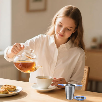 Tea Infuser for Loose Leaf Tea,Stainless Steel Tea Infuser with Heat Proof Silicone Handles,Extra Fine Mesh Tea Strainers Filter Fine Tea Leaves Effectively,Fits TeaPots/Mugs