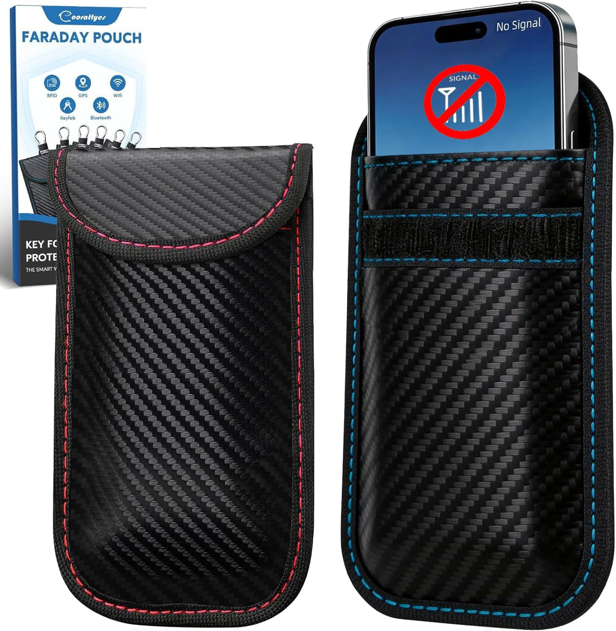 Faraday Bags for Phones, 2 Pack Signal Blocking Pouch