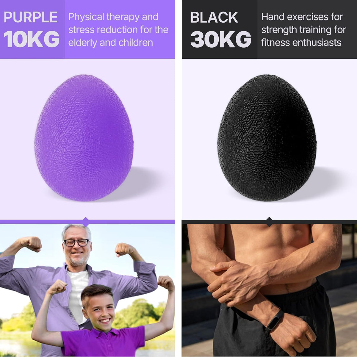 Stress Balls for Adults, Hand Exersicers for Strength, Squeeze Balls for Hand Therapy, Hand Exersice Balls for Hand, Finger and Wrist Training with Carrying Bag
