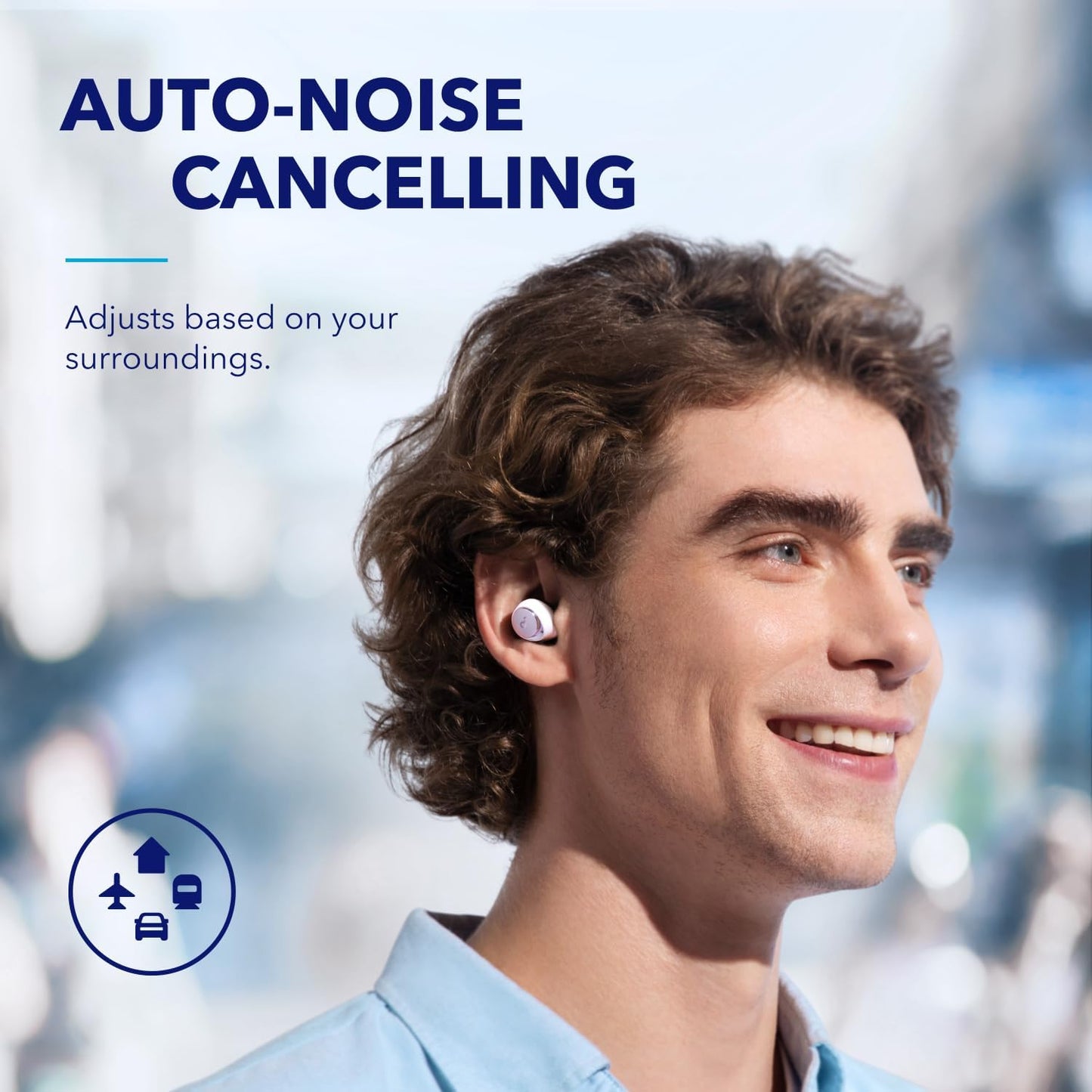 Soundcore by Anker Space A40 Auto-Adjustable Active Noise Cancelling Wireless Earbuds, Reduce Noise by Up to 98%, 50H Playtime, Comfortable Fit, App Customization, Wireless Charge (White)