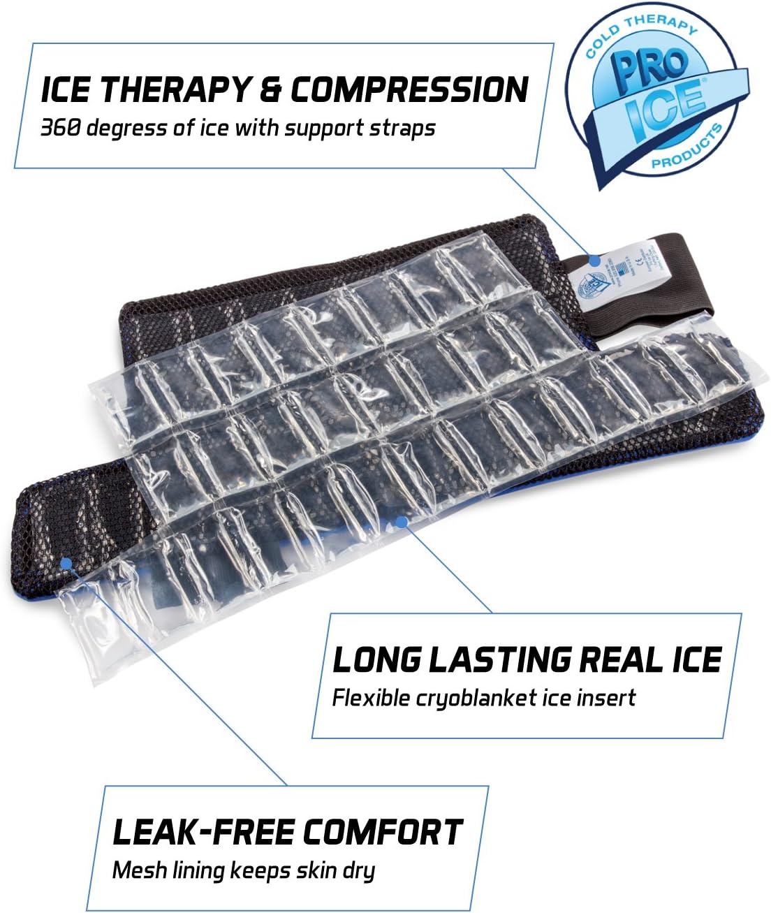 Pro Ice Ankle & Foot Ice Therapy Wrap - Ankle Ice Pack Wrap for Sprained Ankles, Plantar Fasciitis, Achilles Tendonitis, and Swelling Feet - Reusable Ice Packs for Injuries Included - PI 500