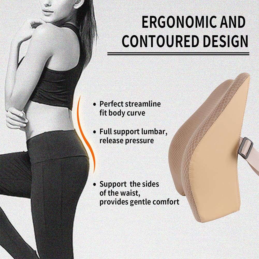Memory Foam Lumbar Support Pillow for Car - Lower Back Support Cushion for Driving, Back Pain Relief for Car Seat, Office Chair, Wheelchair (Gray)
