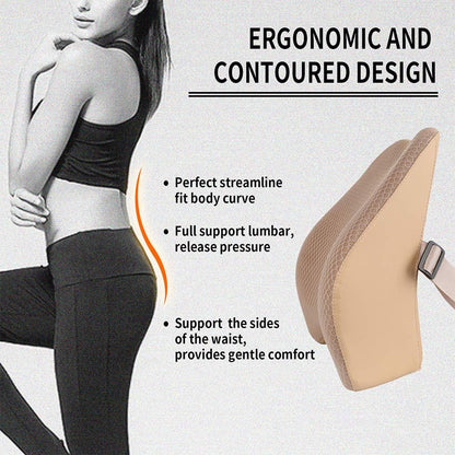 Memory Foam Lumbar Support Pillow for Car - Lower Back Support Cushion for Driving, Back Pain Relief for Car Seat, Office Chair, Wheelchair (Gray)
