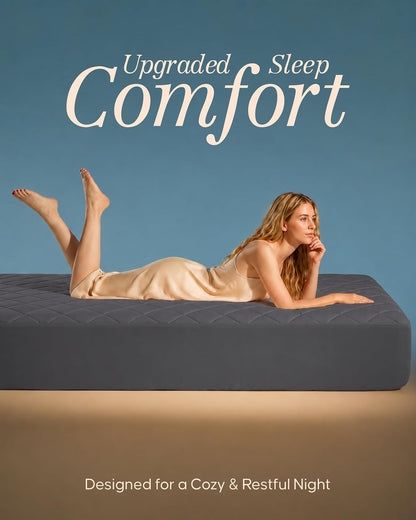 Quilted Fitted Mattress Pad, Queen Mattress Protector Topper with Deep Pocket Stretches up to 16 Inches, Machine Washable Mattress Cover by Utopia Bedding (White)