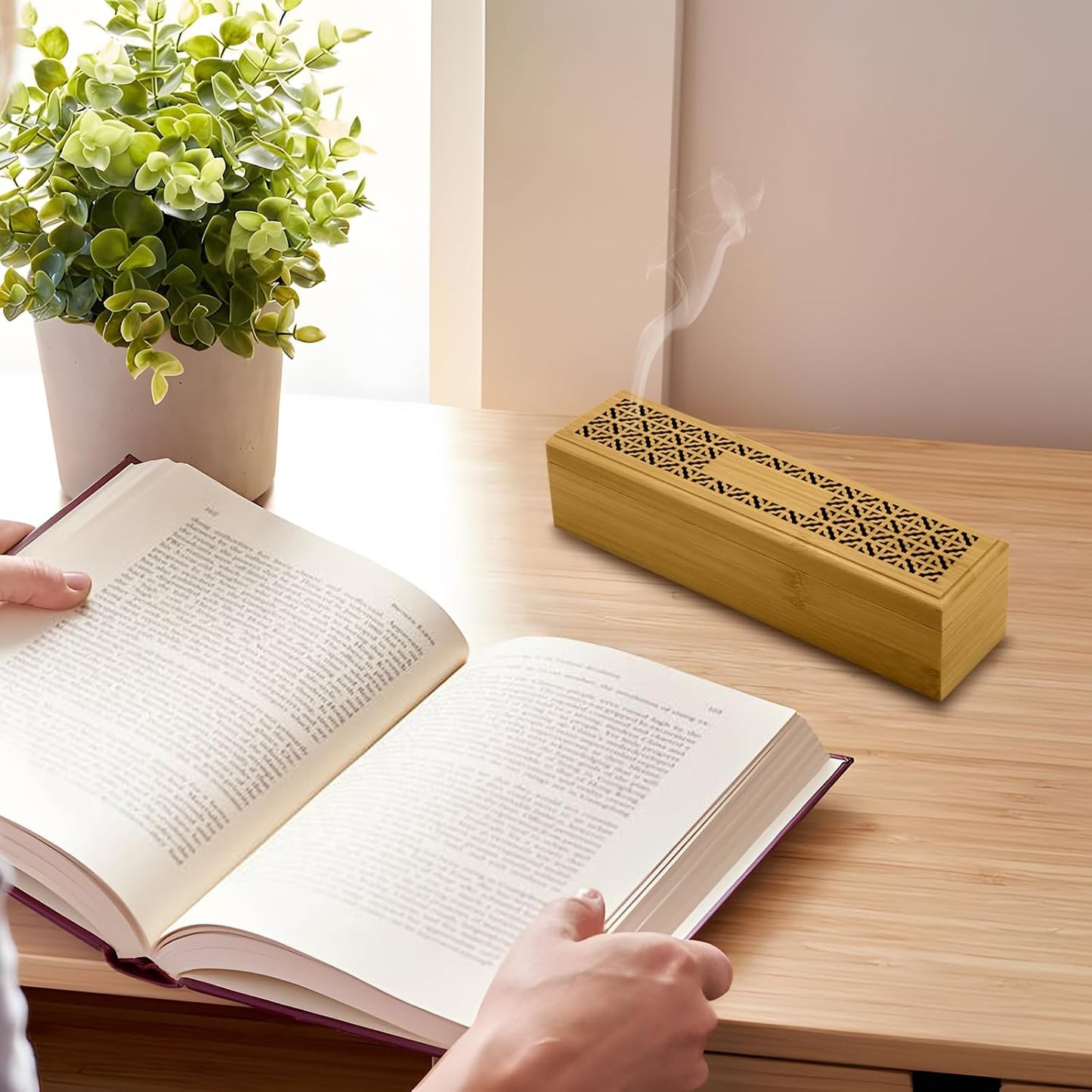 Wooden Incense Holder Burner with Storage - Incense Stick Holder & Ash Catcher for Meditation, Yoga, Bedroom, Study, Office - Exquisite Incense Burner for Home Decor