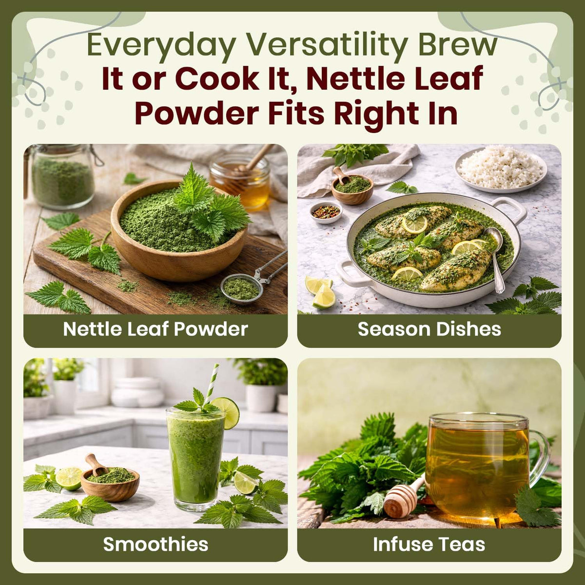 Organic Way Nettle Leaf Powder - Herbal Tea - 100% Raw from Albania (8 Oz)