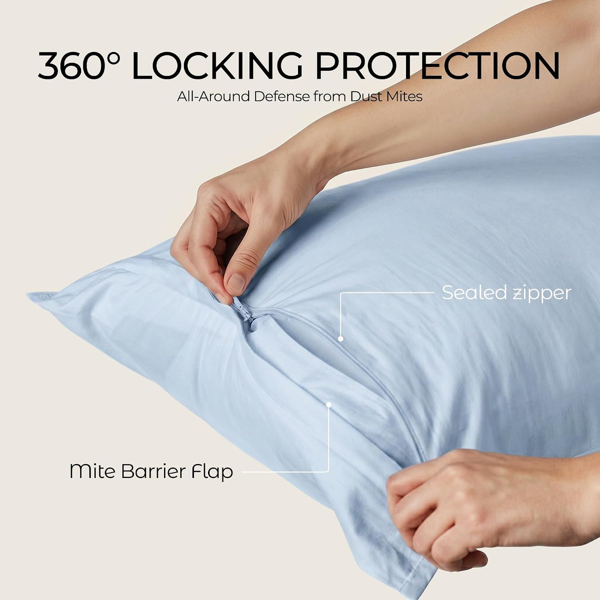FAUNNA 100% Cotton Pillow Protectors, 600 Thread Count, Standard, 4 Pack