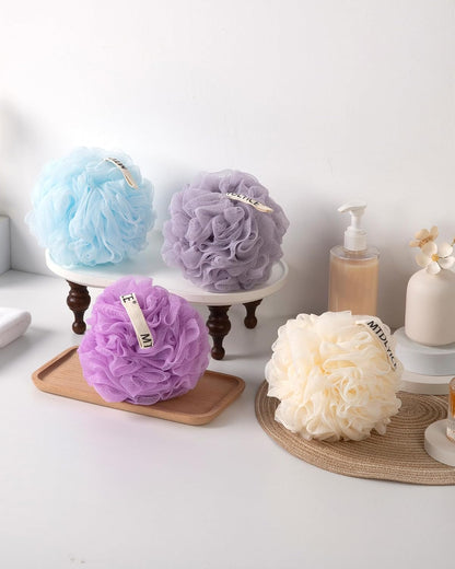 MTDLYICE Loofah Sponge, XXL Large Loofah 100g 4 Pack, Bath Sponge Soft Mesh Shower Loofah for Men, Body Scrub, Shower Pouf Bath Accessories, for Body Wash, Soap (Blue Gray)