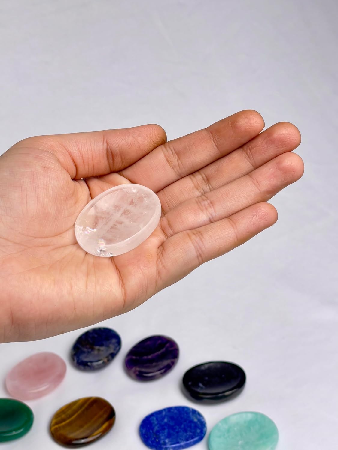 Natural Polished Thumb Palm Crystal for Meditation, Labradorite Worry Stone for Stress Relief, Anxiety Support & Pocket Reiki Healing