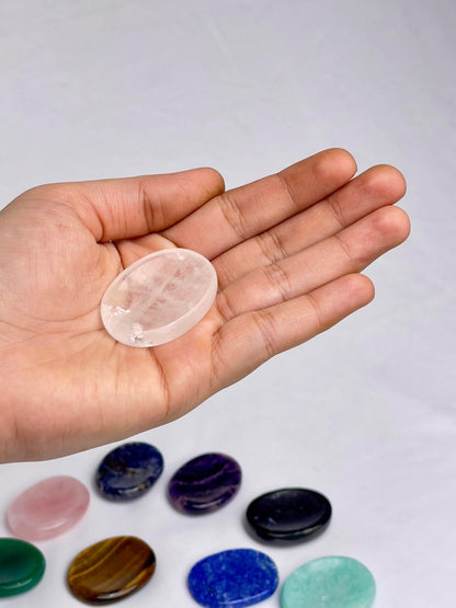 Natural Polished Thumb Palm Crystal for Meditation, Labradorite Worry Stone for Stress Relief, Anxiety Support & Pocket Reiki Healing
