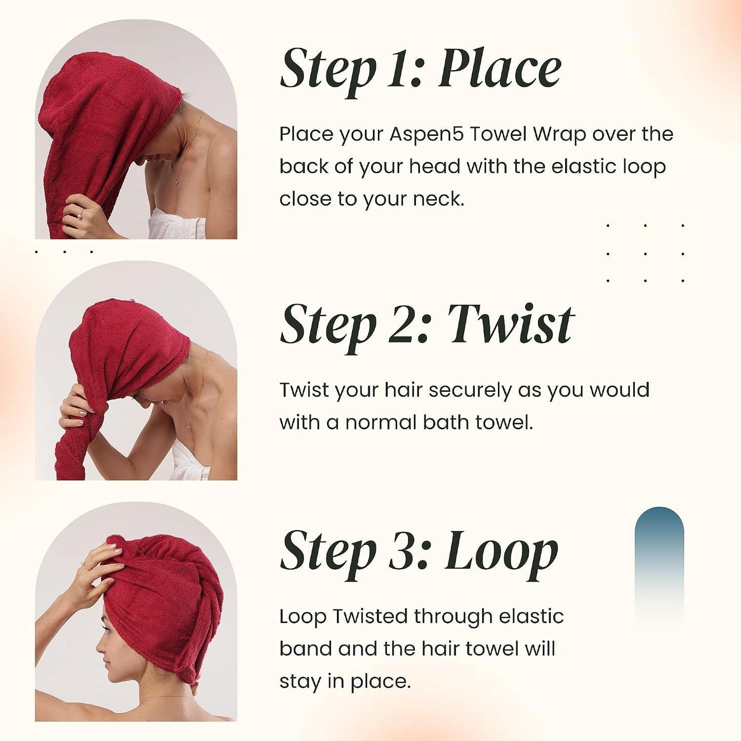 Huge Cotton Hair Towel Wrap for Women (Coral White)