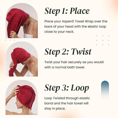Huge Cotton Hair Towel Wrap for Women (Coral White)