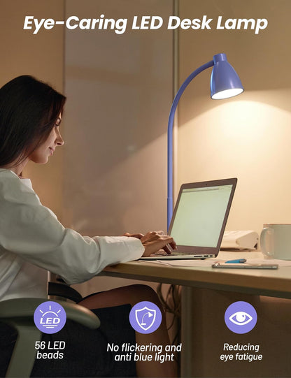 BOHON LED Desk Lamp with USB Charging Port 3 Color Modes Dimmable, Black
