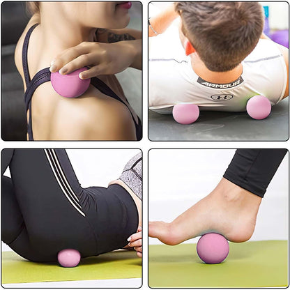 WOVTE Massage Lacrosse Ball for Sore Muscles, Shoulders, Neck, Back, Foot, Body, Deep Tissue, Trigger Point, Muscle Knots, Yoga and Myofascial Release (Blue)