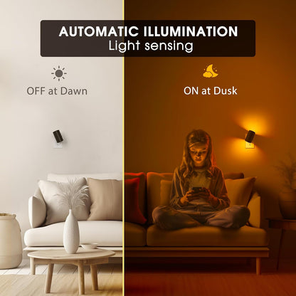 Briignite Night Lights Plug into Wall, Modern LED Night Light Plug in, Dusk to Dawn Sensor,Amber Night Light 0-100LM Adjustable Brightness, Dimmable NightLight for Hallway, Bedroom, Stairway, 2 Pack