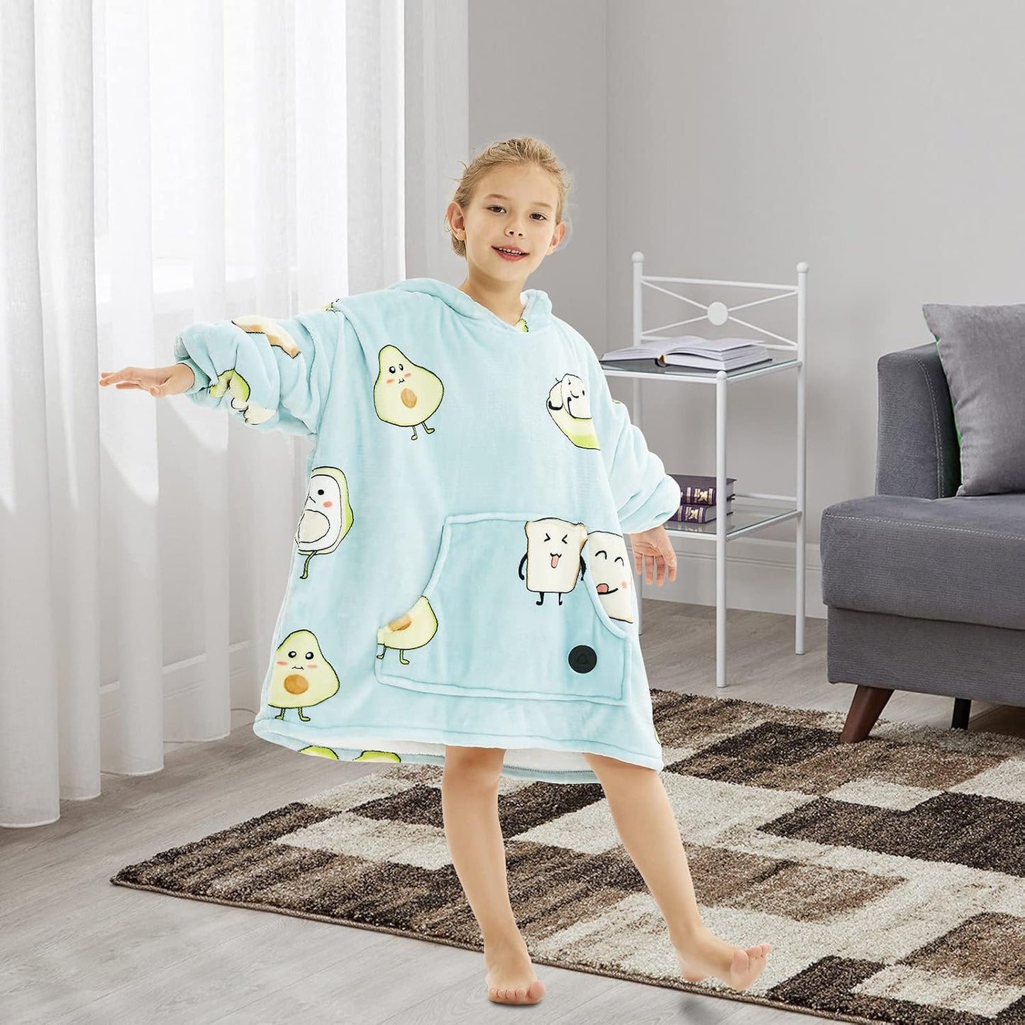 THREE POODLE Wearable Blanket Hoodie for Women, Oversized Sherpa Sweatshirt Blanket for Adults Men, Cozy Hooded Blankets, Gifts for Teen Girls Women Mom Sister