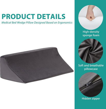 Bedluxe Knee Pillow for Back Sleeping, Leg Pillow Knee Wedge Pillow, Memory Foam Wedge Pillows for Legs Post Surgery, Triangle Pillow for Knee Support, Leg Elevation, Knees Hip Back Pain Relief, White