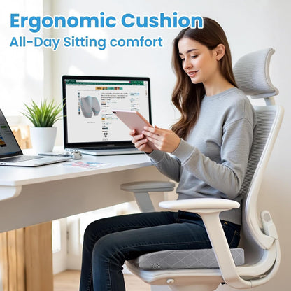 TushGuard Seat Cushion - Memory Foam Sitting Pillow for Office Chair, Car Seat, Airplane, Bleacher - Sciatica & Hip & Coccyx Pain Relief Desk Chair Cushion for Long Sitting Office Workers, Car Drivers