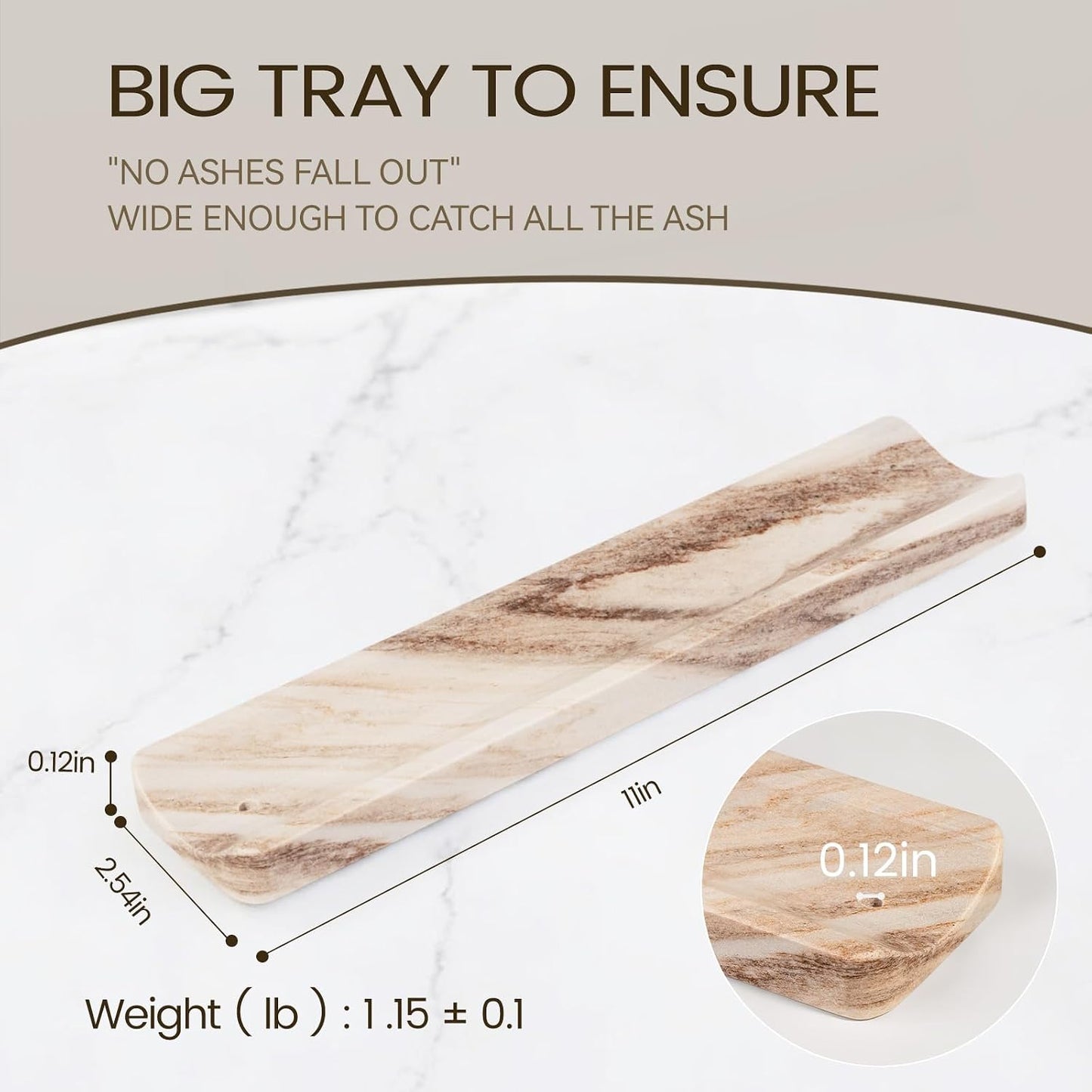 Koville Marble Incense Holder, Incense Holder for Sticks, Incense Sticks Holder Ash Catcher for Meditation Yoga SPA, Natural Stone Incense Burner, Home Table Decor (Grey)