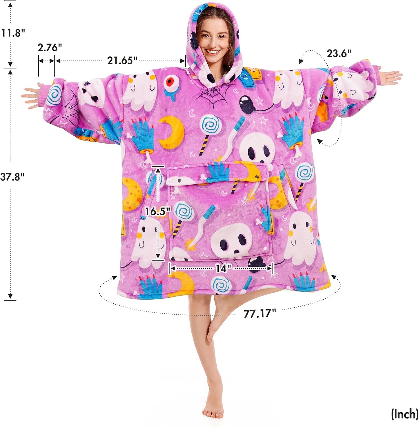 Narecte Cozy Oversized Blanket Hoodie Wearable Blanket Adults Soft Hooded Blanket Hoodie Birthday Gifts for Women Christmas - Colors B