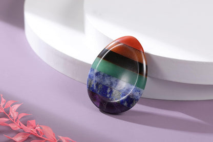 Jovivi Thumb Worry Stone - Palm Stones Pocket Natural Chakra Reiki Healing Crystals Therapy Geometry - Lapis Lazuli