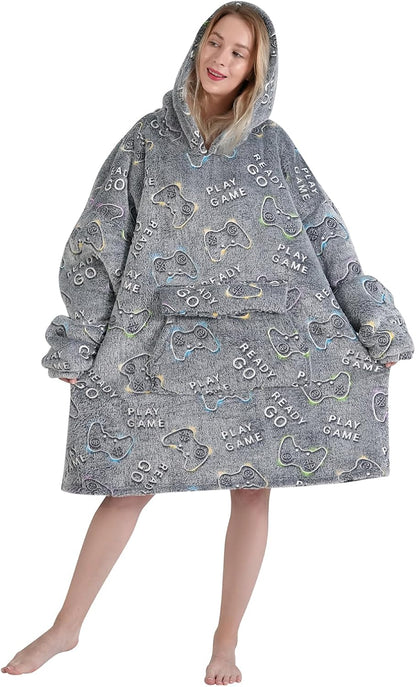 Fiosnow Sun and Moon Blanket Hoodies for Women and Men Adult Oversize Wearable Blanket Hoodies for Soft and Warm