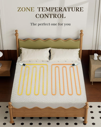GOTCOZY Heated Mattress Pad Mini Twin Size-Heated Pad for Bed Warmer(White)
