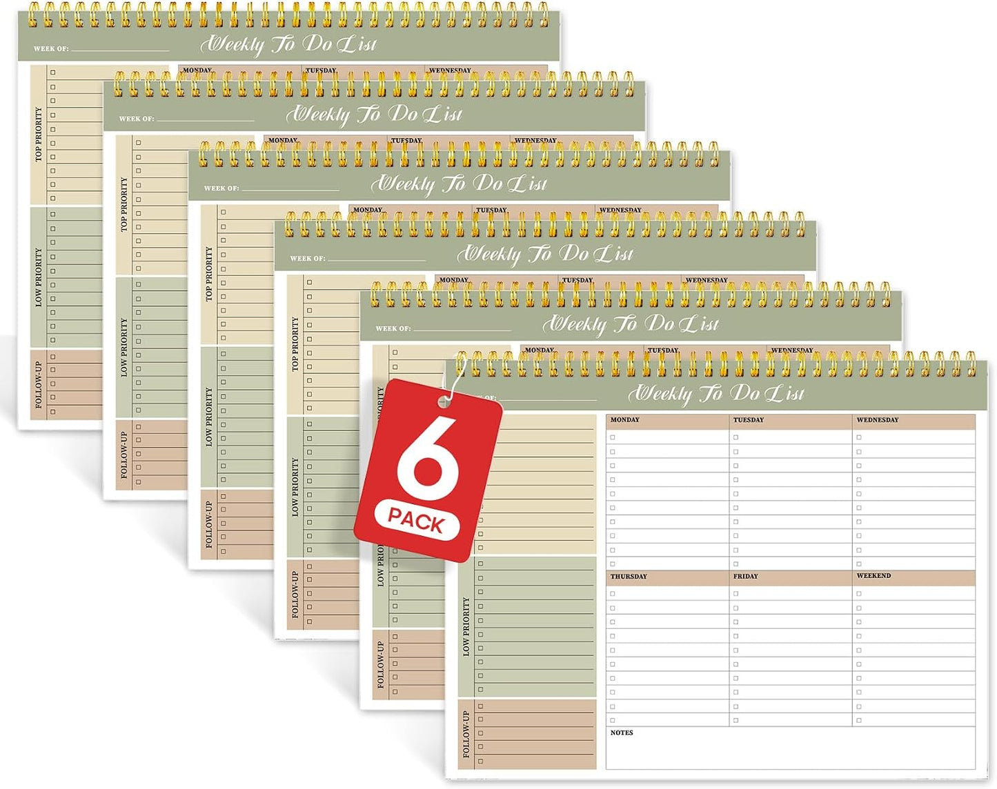 Weekly To Do List Notepad with 52 Undated Sheets（8.5"×11"）- Undated Weekly Planner Notepad for Office Desk Accessories and Supplies - Sunshine Petal
