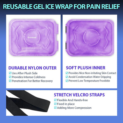 Reusable Cold Ice Packs for Injuries, 3-Piece Set Cold Gel Ice Wrap for Injury Recovery, Alleviate Joint and Muscle Pain (Knee Ice Wrap-Purple)