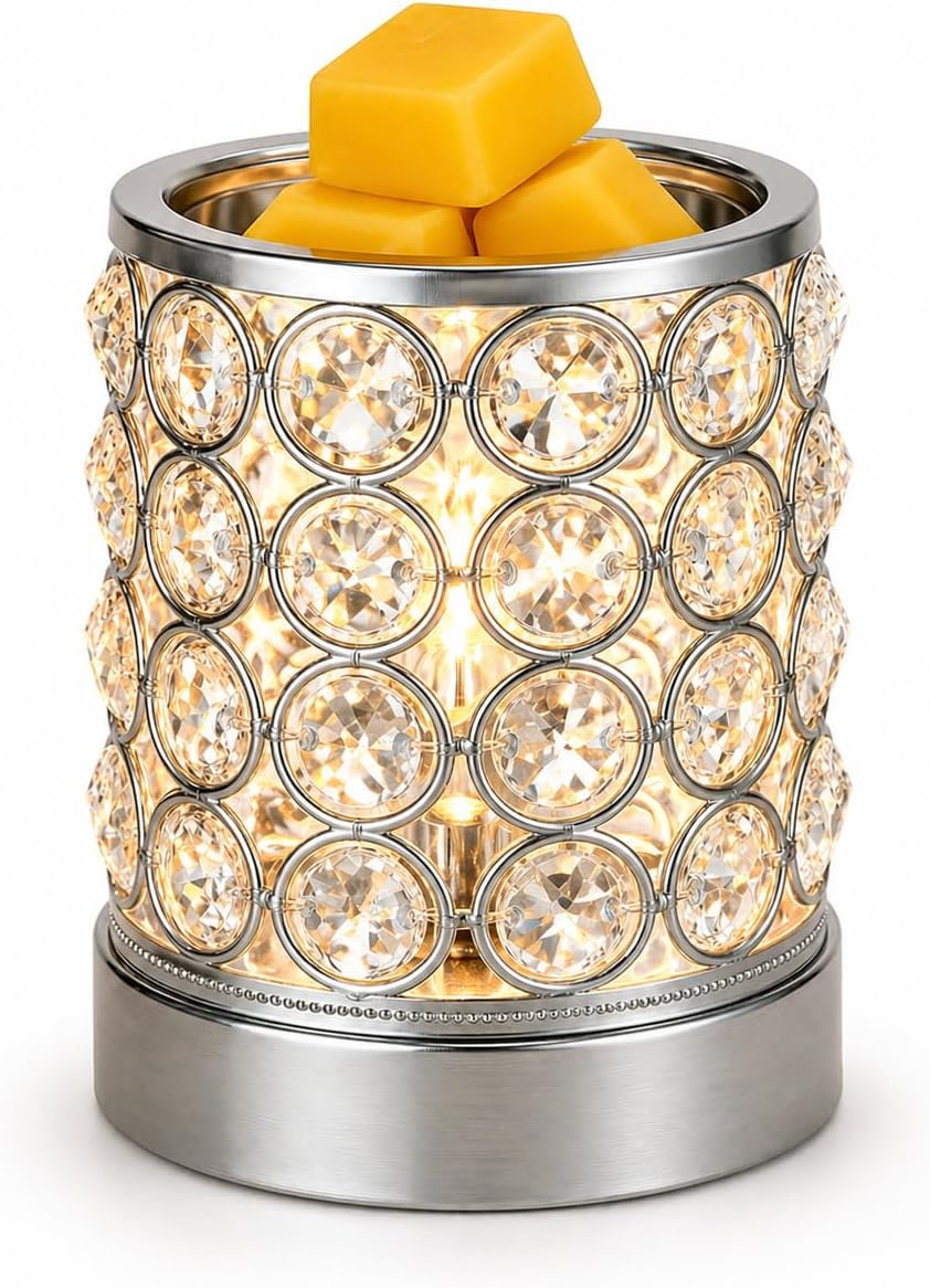 Leyoue Electric Crystal Wax Melt Warmer - Bulb Heating, Elegant Crystal Design, Quickly Melts Wax Blocks, Releases Long-Lasting Fragrance, Perfect Candle Wax Burner and Wax Warmer for Home Decor