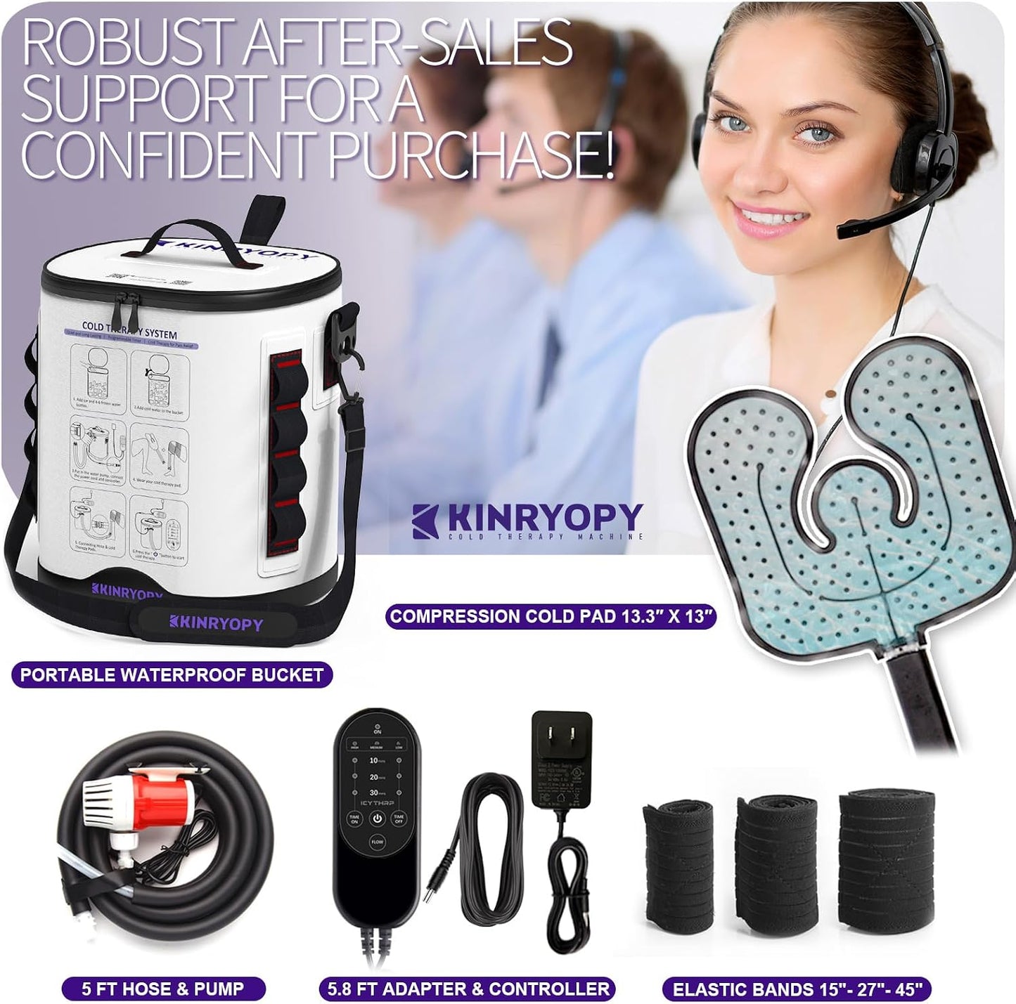 Cold Therapy Machine for Shoulder with Programmable Timer, Portable Ice Machine for Shoulder After Surgery, Lightweight Replacement Recovery System, Cryotherapy Pain Relief w/Compression Pad