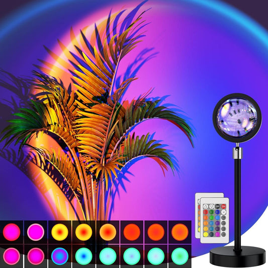 Bavcieu Sunset Lamp Projection Led Lights with Remote,APP Multicolor Night Light 360° Rotation Rainbow Lights 4 Modes Setting for Photography/Selfie/Party/Home/Living Bedroom Decor, Gifts for Women