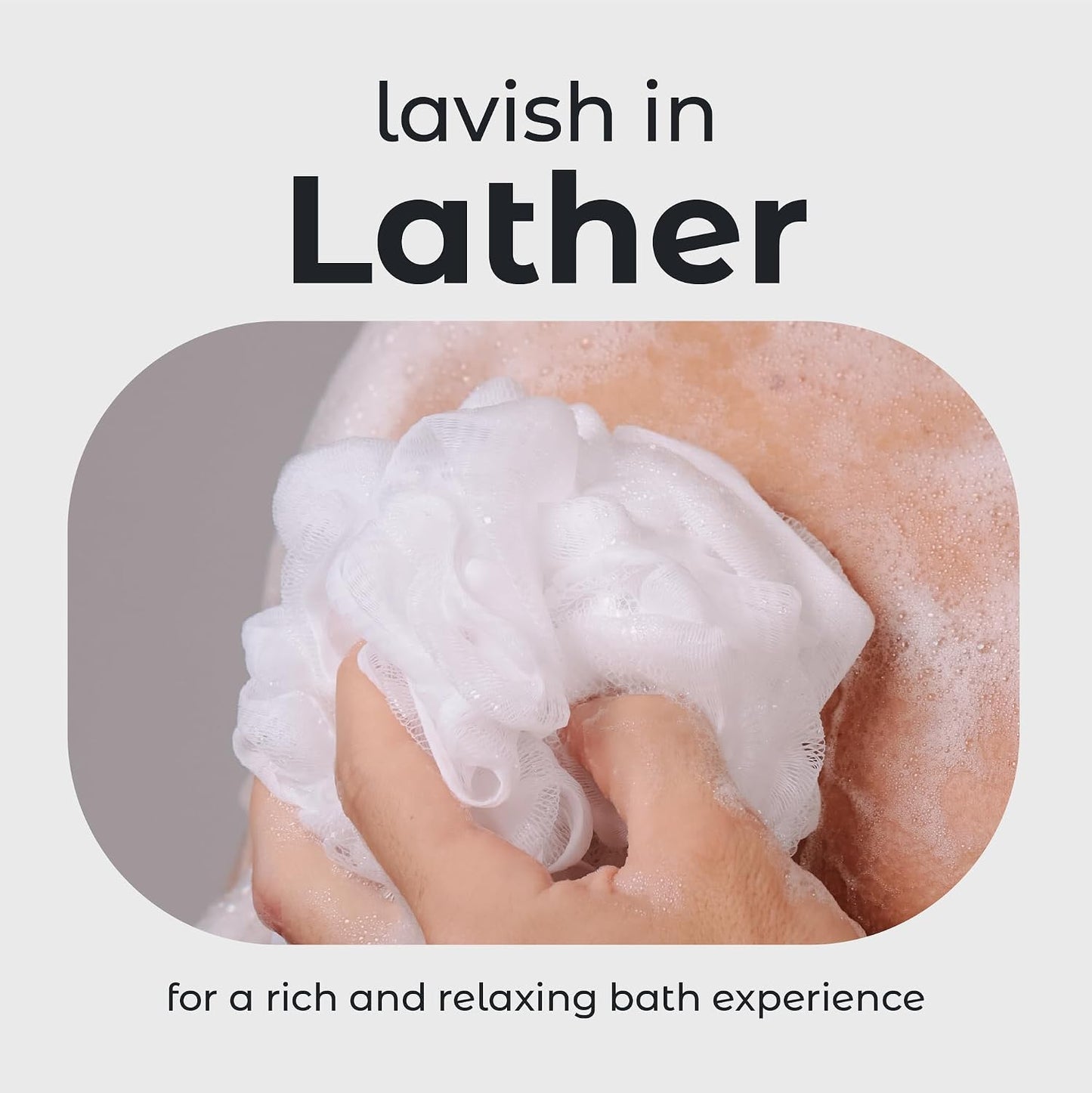 MainBasics Bath Shower Loofah Sponge Pouf Body Scrubber Exfoliator Body Wash Sponge (Set of 3, Airy Blossom)