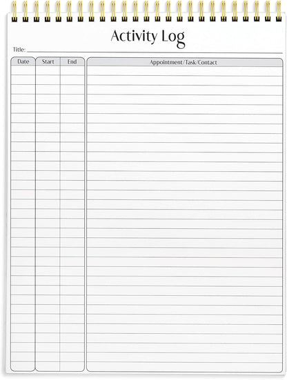 Better Office Products Activity Log Notepad, 8.5" x 11", Planning Note Pad, 50 Sheets, Double-Wire Spiral, Daily Time Tracking Productivity Checklist Organizer,(1 Pack)