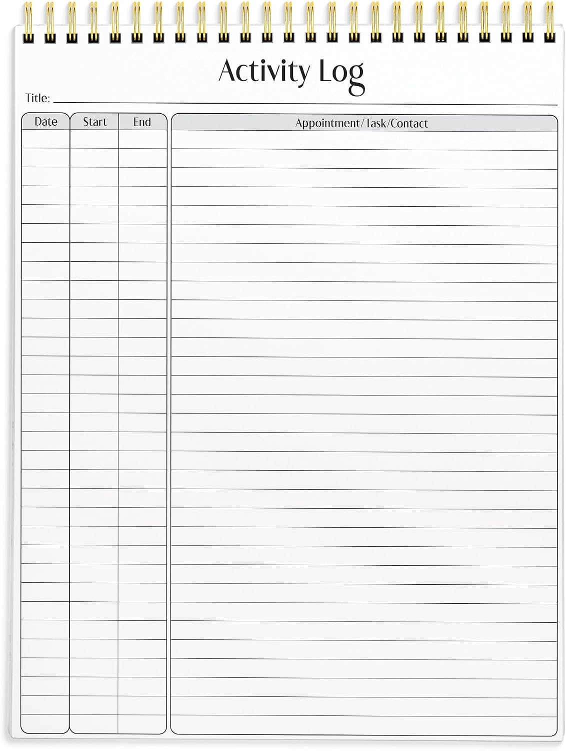 Better Office Products Activity Log Notepad, 8.5" x 11", Planning Note Pad, 50 Sheets, Double-Wire Spiral, Daily Time Tracking Productivity Checklist Organizer,(1 Pack)