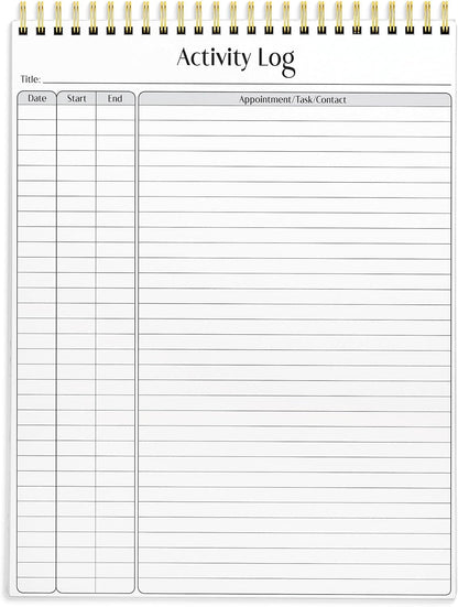 Better Office Products Activity Log Notepad, 8.5" x 11", Planning Note Pad, 50 Sheets, Double-Wire Spiral, Daily Time Tracking Productivity Checklist Organizer,(1 Pack)