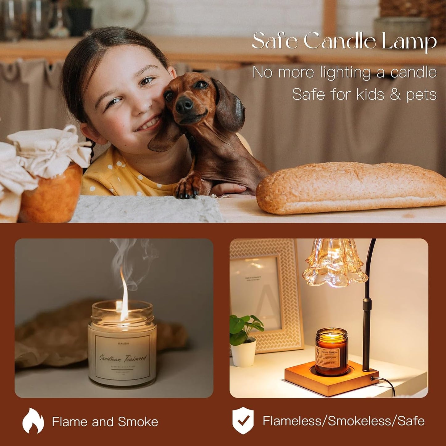 Candeldo Candle Warmer Lamp with Timer: Flower Gold Candle Lamps Height Adjustable Wax Melt House Warming Gifts New Home Decor Mothers Day Birthday Gift for Women Mom