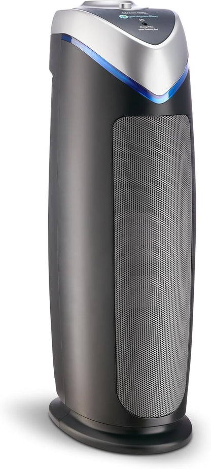 GermGuardian HEPA Air Purifier - Large Room Air Purifier for Bedroom, Office, Dorm, and Home - Filters Pet Dander, Dust, Pollen, Smoke, Scents - AC4825E - 22" Tower - Gray
