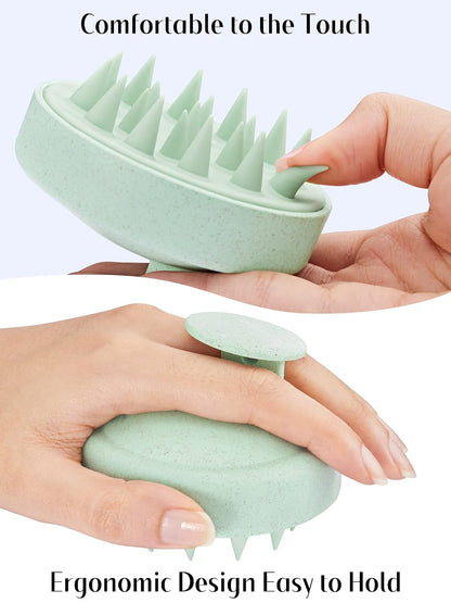 HEETA Scalp Massager Hair Growth, Soft Silicone Scalp Scrubber Shampoo Brush for Exfoliation, Dandruff Removal Head Massage Stress Relax, Wet & Dry Use for Thick Thin Curly Hair Care, Black