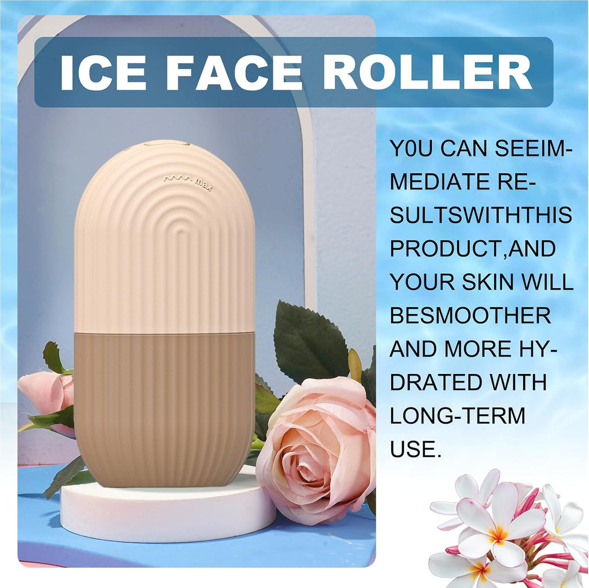 Joyeee Ice Face Roller, Reusable Silicone Mold Face Massage Eye Facial Beauty Skin Care Tools Apply Ice for Shrink Pores Anti Wrinkle Reduce Puffiness Improve Skin Elasticity, Striped