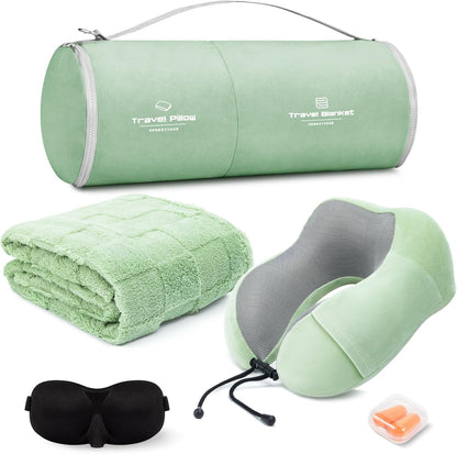 urnexttour Travel Pillow and Blanket Set Neck Pillow Airplane Foam Black