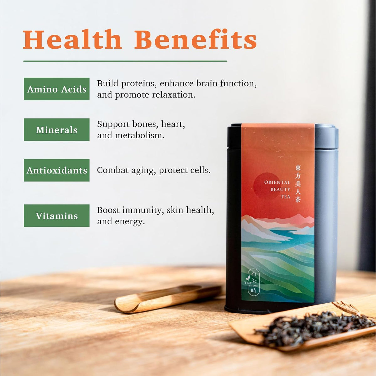 TEA & TIME Oriental Beauty Tea, Oolong Tea Loose Leaf, Premium Chinese Tea, Taiwan Origin (75g / 2.64oz)