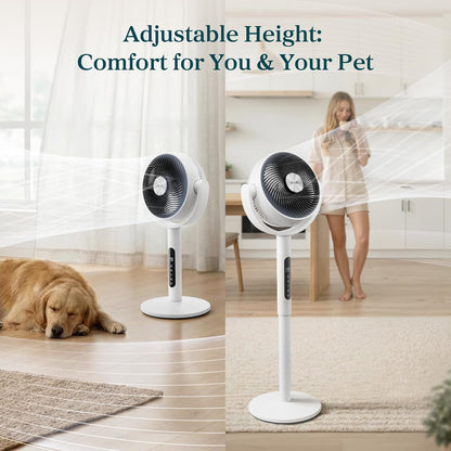 LEVOIT Standing Fan for Bedroom, 20dB Quiet Pedestal Fan for Sleep, 1024 CFM Ultra-High Airflow, 90° Oscillating Floor Fan, DC Motor, 5 Speeds, 12H Timer, Remote, for Home, Room, Office, White