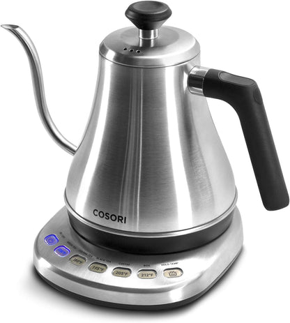 Cosori Electric Gooseneck Kettle Smart Bluetooth with Variable Temperature Control, Pour Over Coffee & Tea, 100% Stainless Steel Inner Lid & Bottom, Quick Heating, Matte Black